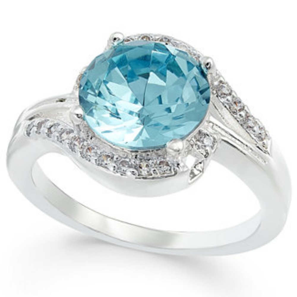 Silver-Tone Pavé & Stone Twist Ring size 8 - Picture 1 of 6